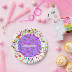 Colourful Confetti Toss Artwork Paper Plate