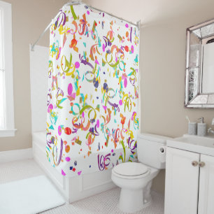 Colourful Confetti Toss Artwork Shower Curtain