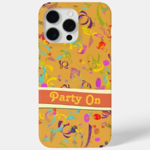 Colourful Confetti Toss Background Over Orange iPhone 15 Pro Max Case