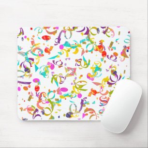 Colourful Confetti Toss Over A White Background Mouse Pad