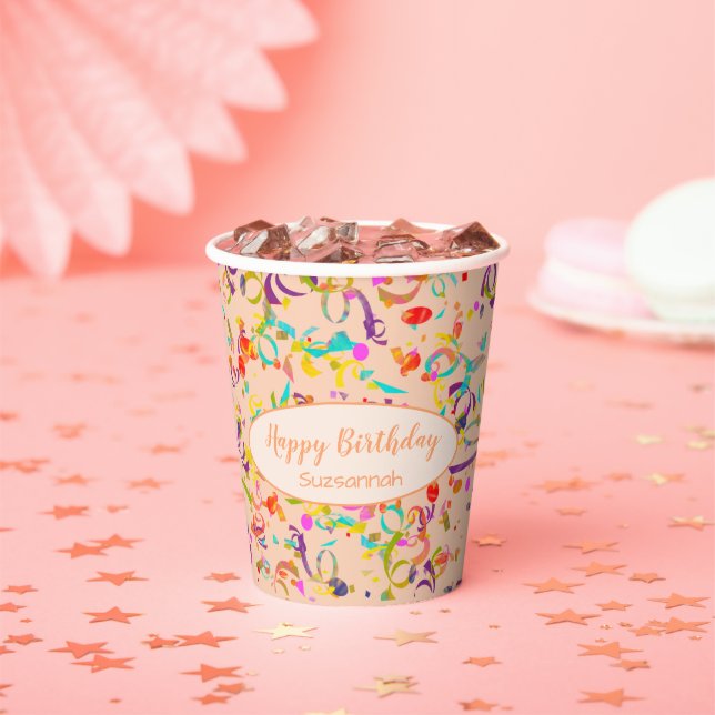 Colourful Confetti Toss Special Occasion Custom   Paper Cups (Insitu)