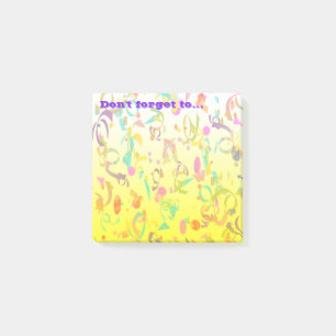 Colourful Confetti Toss Yellow Background Custom Post-it Notes