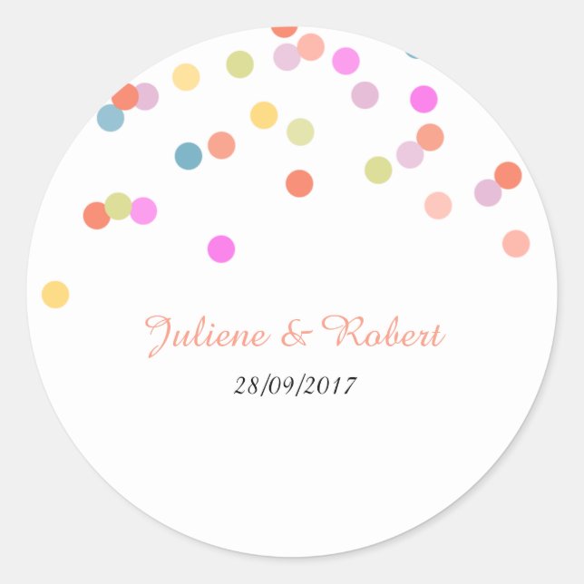 Colourful Confetti Wedding Thank You Sticker (Front)