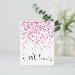 Colourful Confetti With Love Pink Postcard