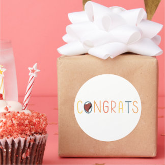 Colourful congrats typography HEART Classic Round Sticker