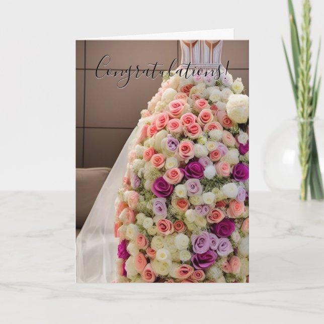 Colourful Congratulations Floral Bridal Shower Car Card (Front)