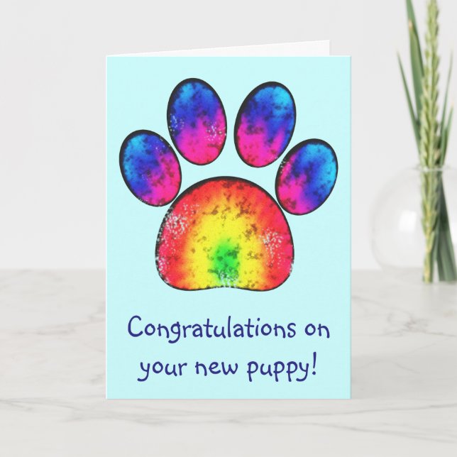 Colourful Congratulations on Your New Puppy Card (Front)