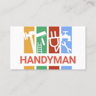 Colourful Construction Handyman Tool Stripes Business Card