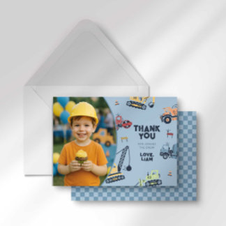 Colourful Construction Truck Birthday Thank You Card