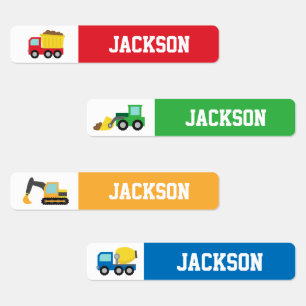 Colourful Construction Vehicles Boys Personalised