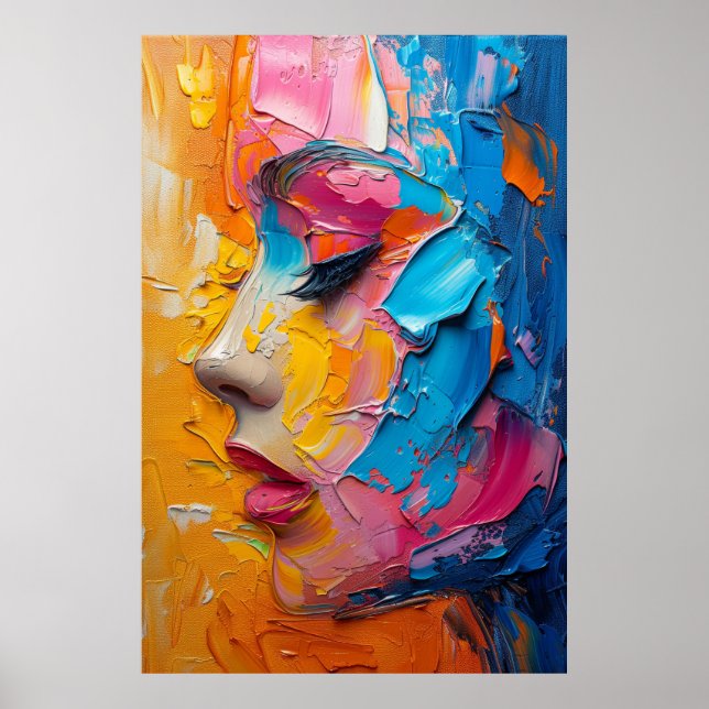 Colourful Contemplation: Modern Visage Poster (Front)