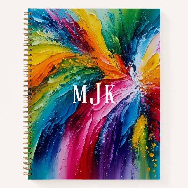 Colourful Contemporary Abstract Art Monogram Notebook (Front)