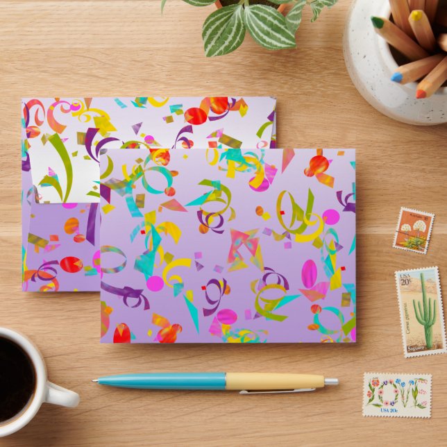 Colourful Contetti Toss Background Envelope (Desk)
