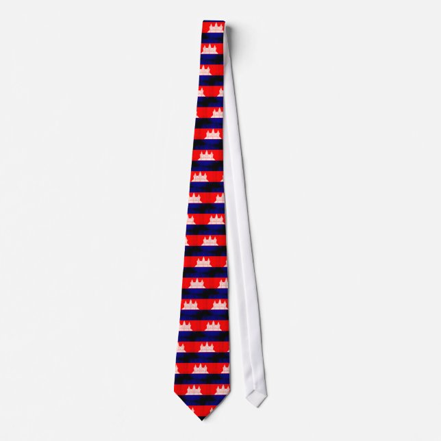 Colourful Contrast Cambodian Flag Tie (Front)