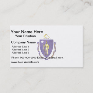 Colourful Contrast Massachusettsan Flag Business Card