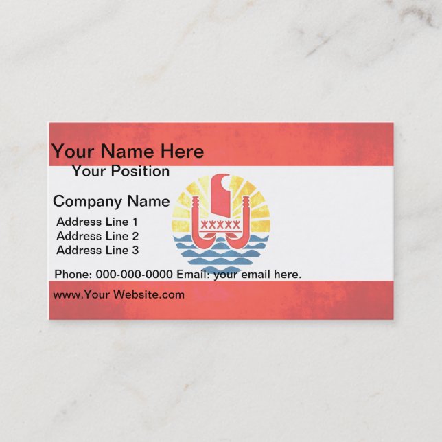Colourful Contrast Polynesian Flag Business Card (Front)