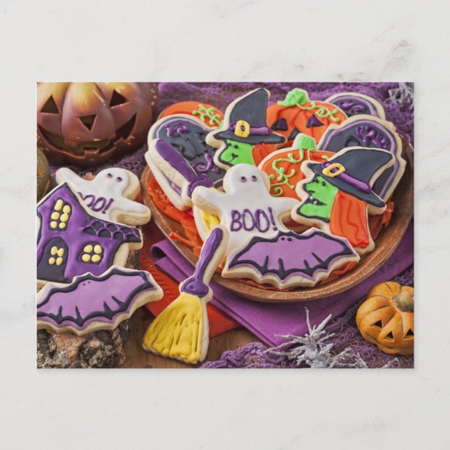Colourful Cookies For Halloween Party Postcard (Front)