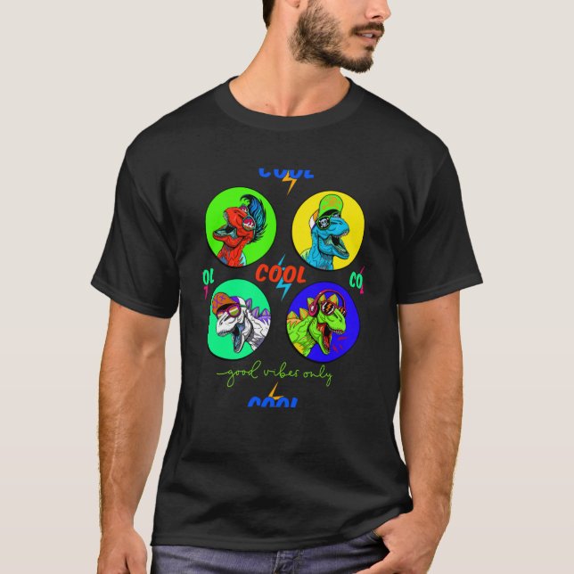 Colourful Cool Awesome Dinosaur Rex  Graphic T-Shirt (Front)