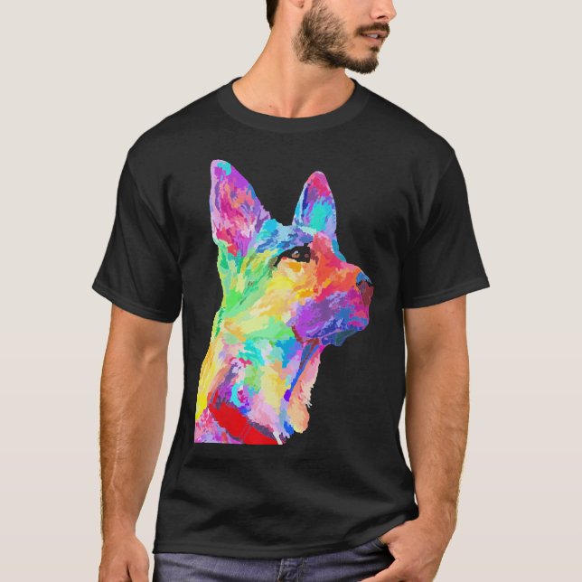 Colourful Cool German Shepherd T-Shirt (Front)