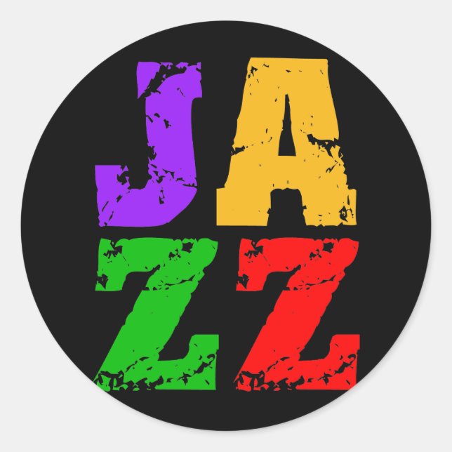 Colourful cool jazz classic round sticker (Front)