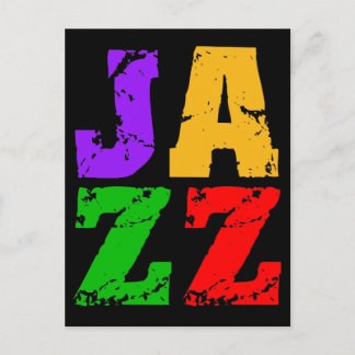 Colourful cool jazz postcard