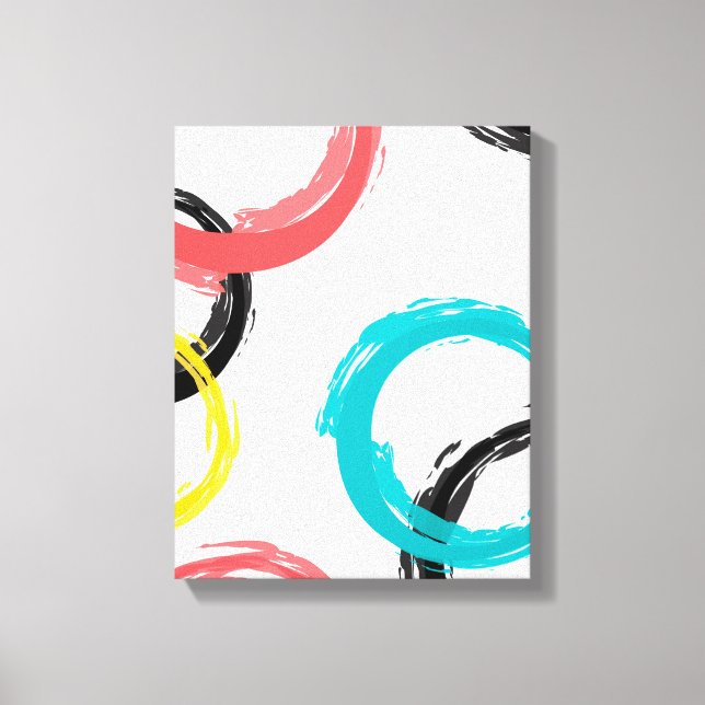 Colourful, cool, modern,trendy brush stroke circle canvas print (Front)