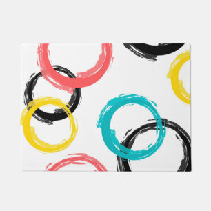 Colourful, cool, modern,trendy brush stroke circle doormat