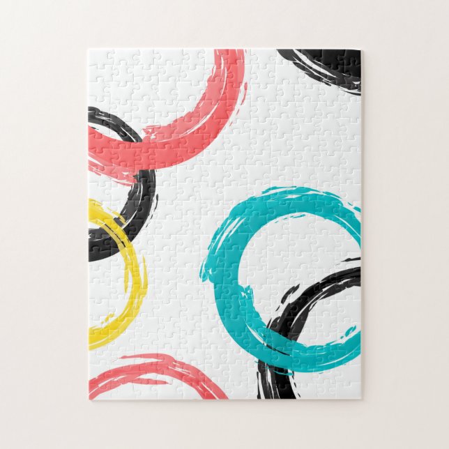 Colourful, cool, modern,trendy brush stroke circle jigsaw puzzle (Vertical)