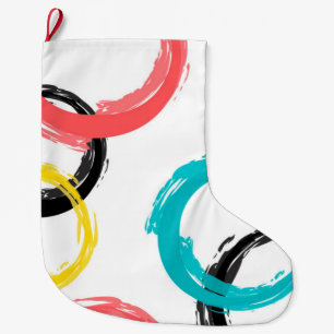 Colourful, cool, modern,trendy brush stroke circle large christmas stocking