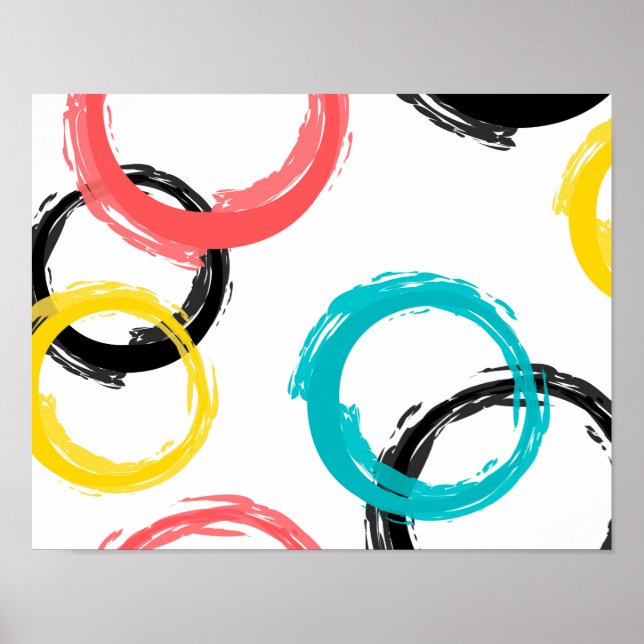 Colourful, cool, modern,trendy brush stroke circle poster (Front)