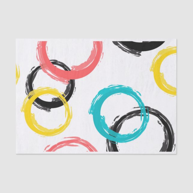 Colourful, cool, modern,trendy brush stroke circle tissue paper (Front)