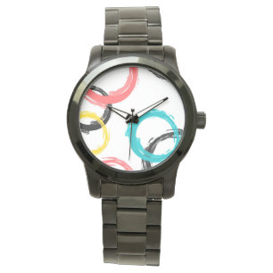 Colourful, cool, modern,trendy brush stroke circle watch