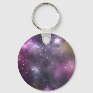 Colourful Cool Nebula and Stars in Space Key Ring