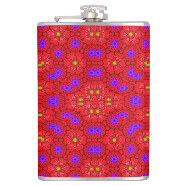 Colourful cool pattern hip flask (Front)