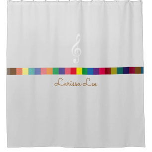 colourful, cool & personalised music inspired shower curtain