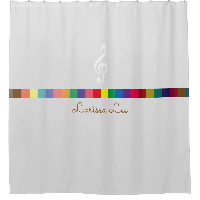 colourful, cool & personalised music inspired shower curtain (Front)