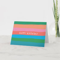 Colourful Cool Simple Stripes CUSTOM HAPPY BIRTHDA