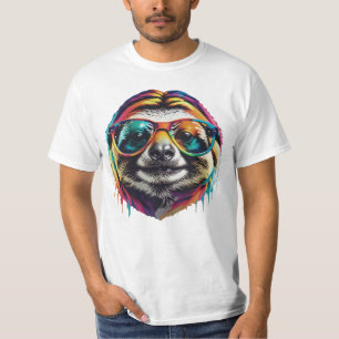 Colourful Cool Sloth in Shades T-Shirt