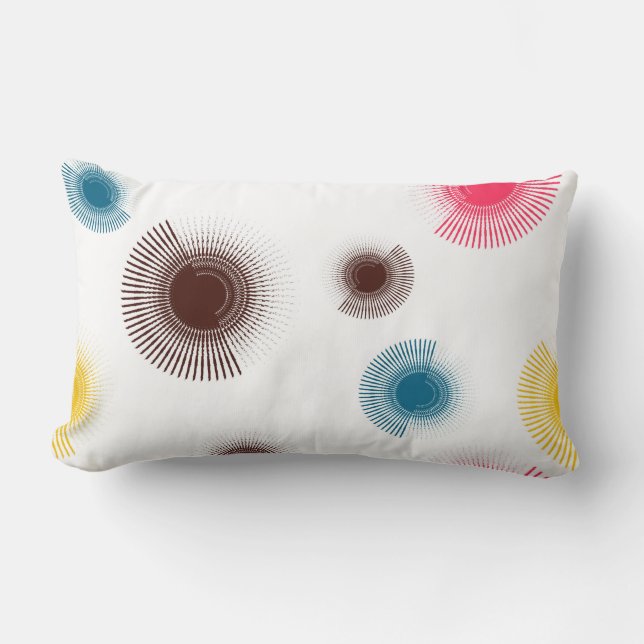 Colourful, cool, trend urban brush strokes circles lumbar cushion (Front)