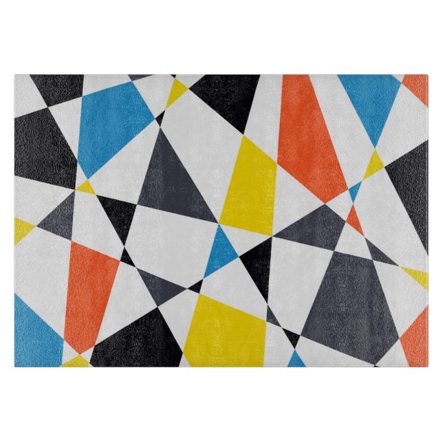 Colourful, cool, trendy, modern geometric shapes cutting board (Front)