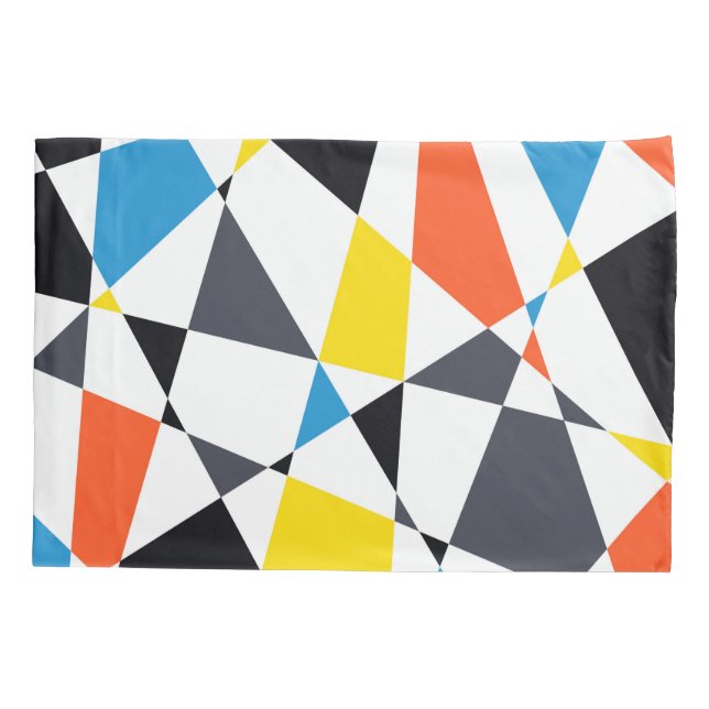 Colourful, cool, trendy, modern geometric shapes pillowcase (Back)