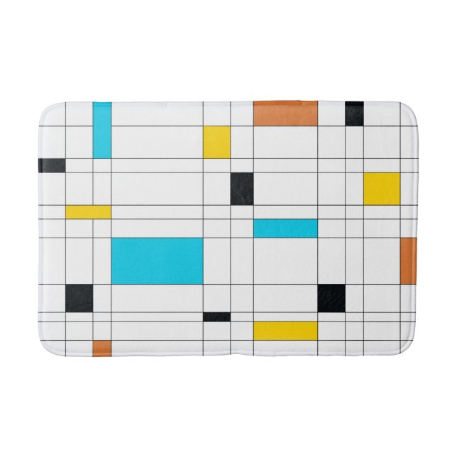 Colourful, cool, trendy, modern illustration art bath mat (Front)