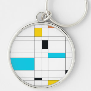 Colourful, cool, trendy, modern illustration art key ring