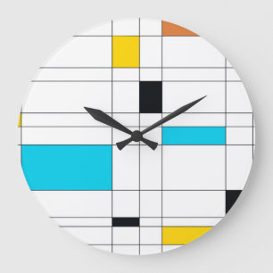 Colourful, cool, trendy, modern illustration art large clock