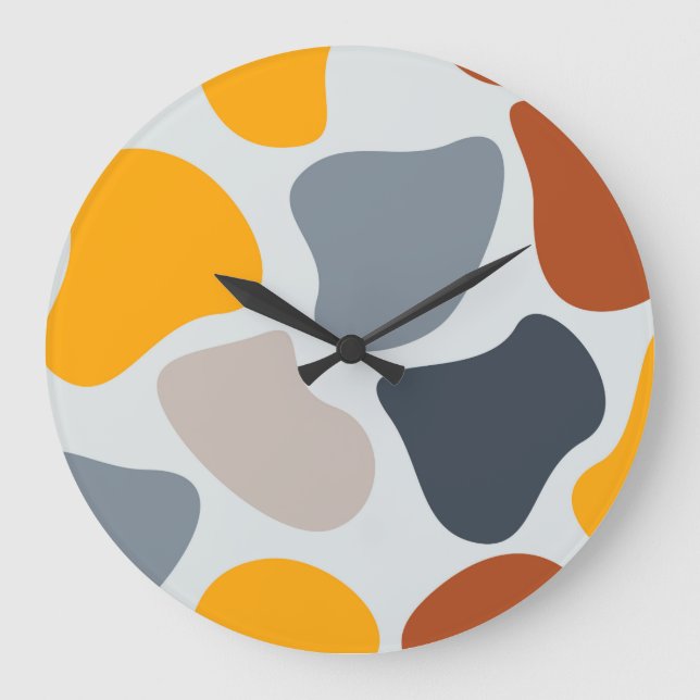 Colourful, cool, trendy, modern organic geometric large clock (Front)