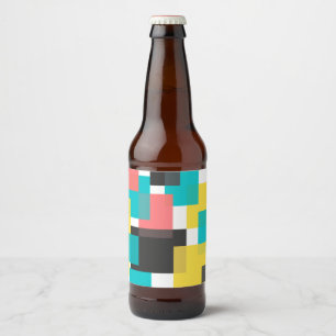 Colourful, cool, trendy, urban geometric shape art beer bottle label