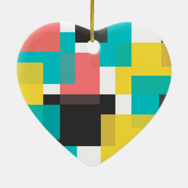 Colourful, cool, trendy, urban geometric shape art ceramic tree decoration (Back)