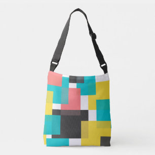 Colourful, cool, trendy, urban geometric shape art crossbody bag
