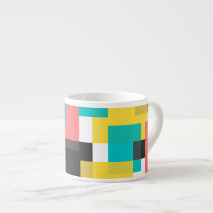 Colourful, cool, trendy, urban geometric shape art espresso cup