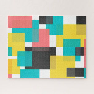 Colourful, cool, trendy, urban geometric shape art jigsaw puzzle